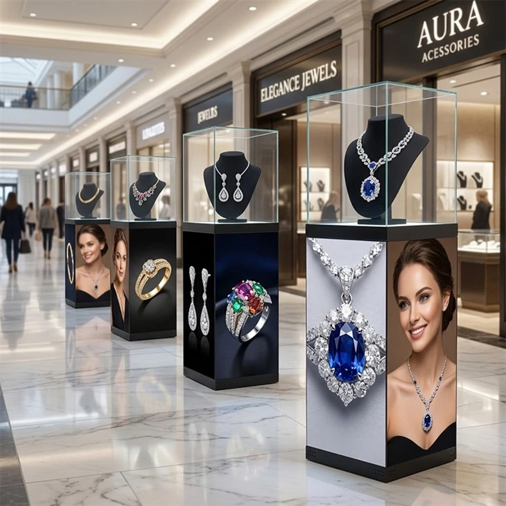 4-Side LED Column Display Showcase