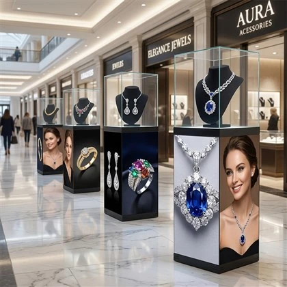 4-Side LED Column Display Showcase